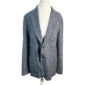 Zachary Prell Blue Houndstooth Soft Wool Knit Blazer Jacket Womens size 40 US 8